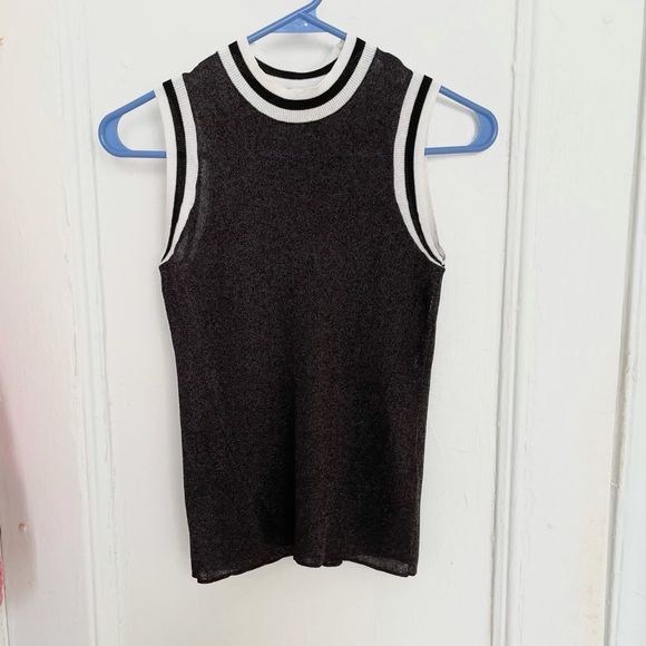 Rag & Bone Priya Tank Black Metallic Sheer - Picture 6 of 7